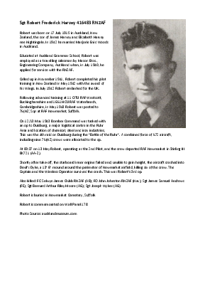 A preview of a PDF biography for Harvey, Robert Frederick